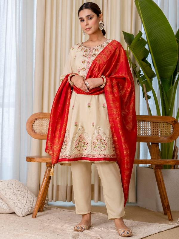 VP 9824 B Elegant Silk Kurta Pant Set